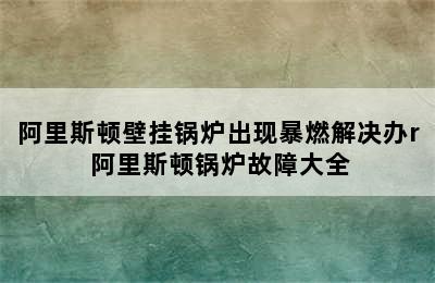 阿里斯顿壁挂锅炉出现暴燃解决办r 阿里斯顿锅炉故障大全